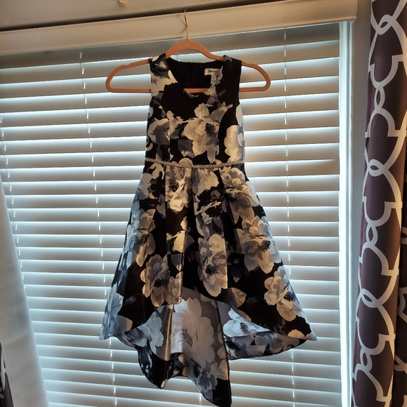 Speechless Big Girls Social Hi Low Floral Mikado Dress - Black, Gray - Picture 2 of 6